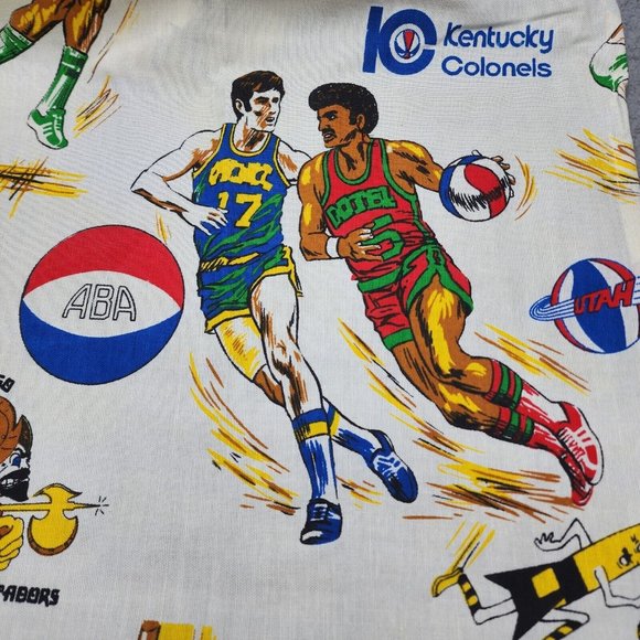 RARE Vintage 60’s 70’s ABA American Basketball Association Fabric 108" x 90" - Picture 6 of 10